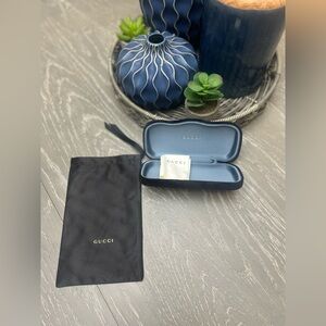 Gucci Men's Blue Eyewear Case with Black Protective Pouch